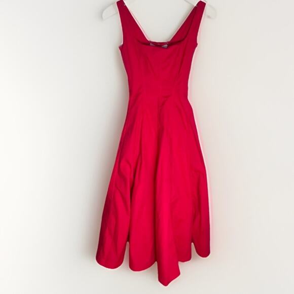 New House of CB Mariabella Dress Red Corset Midi Cotton Dress Lace Up Back Sz S - Picture 2 of 9